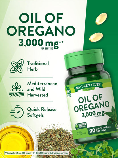 OREGANO OIL 3000 MG - 90 Cápsulas Blandas