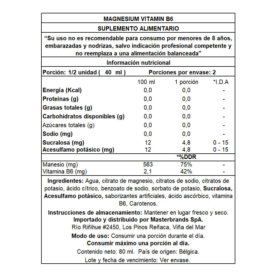 Bandeja de 12 Shots de Magnesio + Vitamina B6 12x80 ml