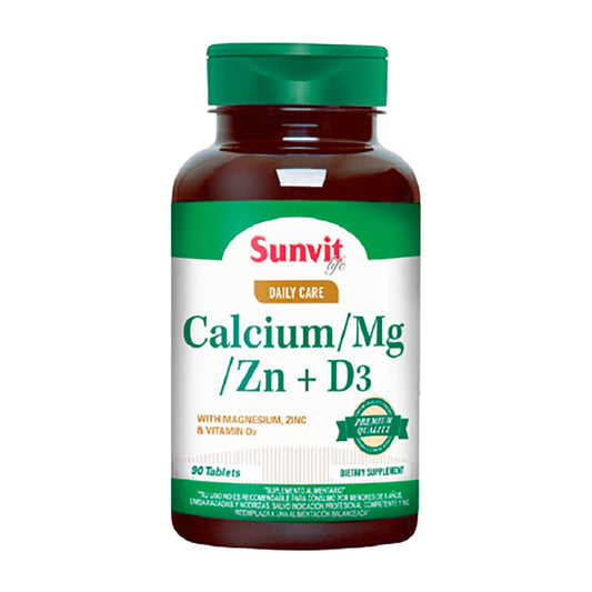 Calcio Magnesio Zinc + Vitamina D3 (90 tabs) - Sunvit - SmartNutrition