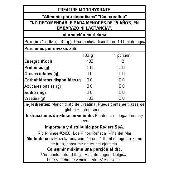 Creatina Monohydrate en Polvo 800 Gr QNT