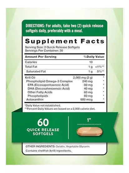 Krill Oil Omega 3 2.000 Mg - 60 Cápsulas Blandas Nature's Truth