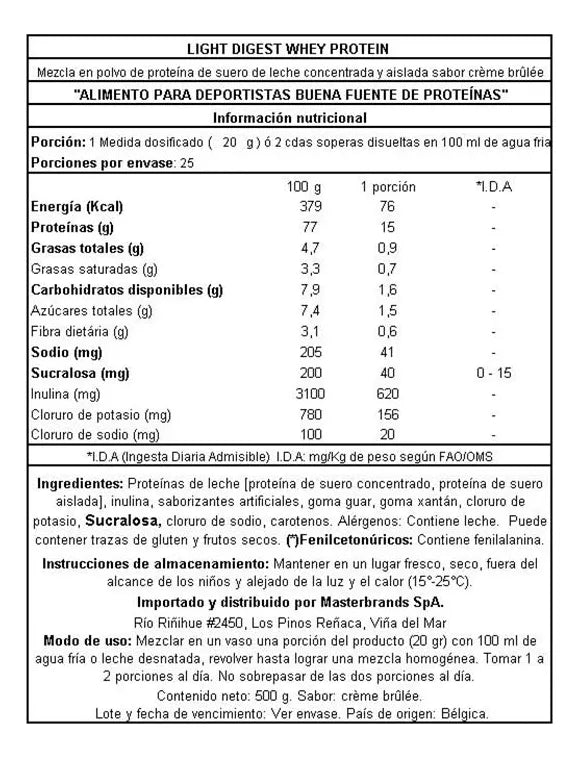 Pack 10 Proteína Whey Light Digest 40 Grs - Creme Brulee