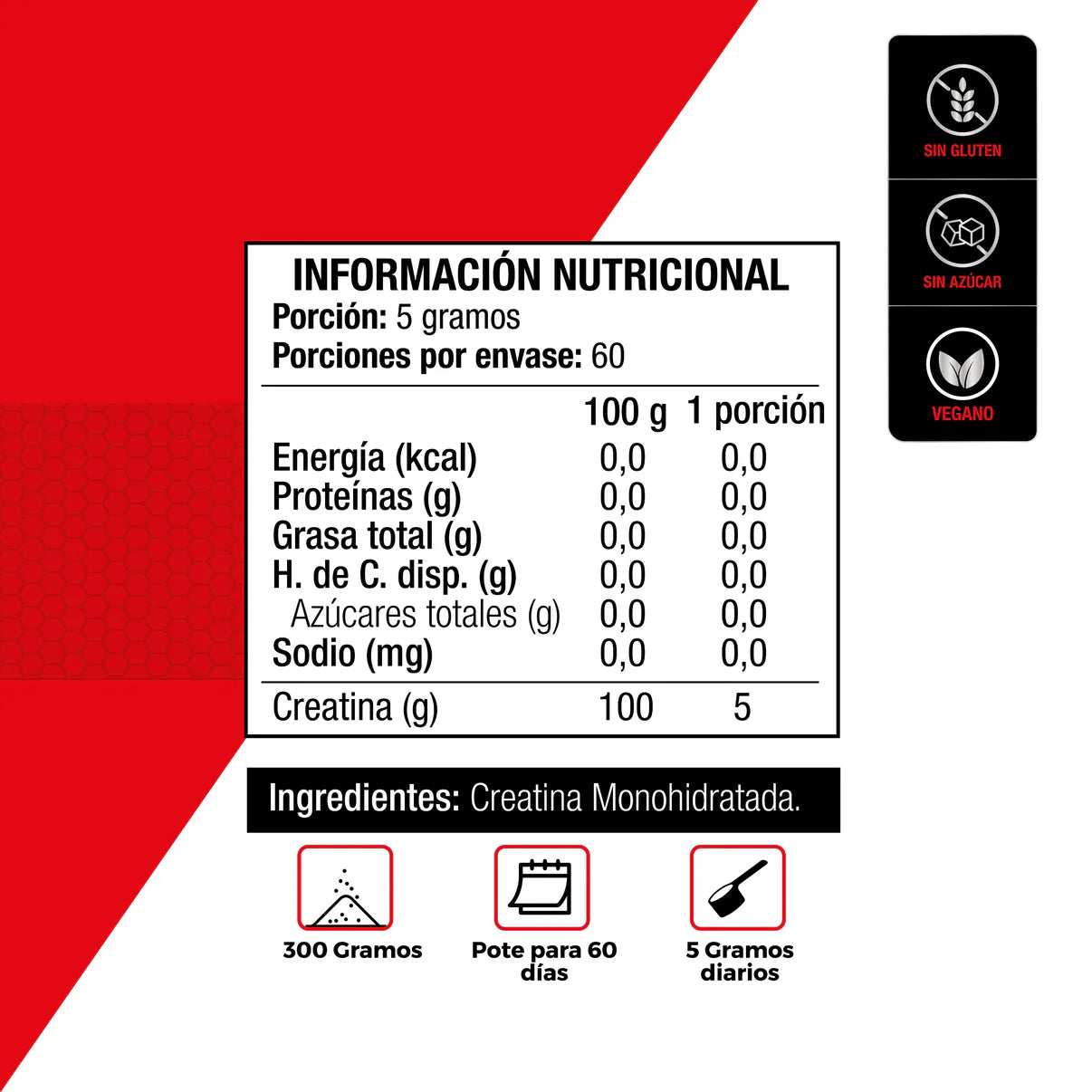 Creatina Monohydrate en Polvo 300 Gr + ZMA-(Zinc, Magnesio y B6) 500MG - 90 Cap