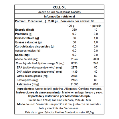 Krill Oil Omega 3 2.000 Mg - 60 Cápsulas Blandas - SmartNutrition