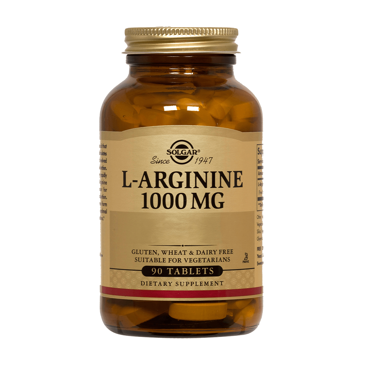 L-Arginine 1000 Mg, Arginina (90 Tabs) - Solgar - SmartNutrition