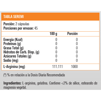 L-Arginine 500 mg, Arginina (90 caps) - SmartNutrition