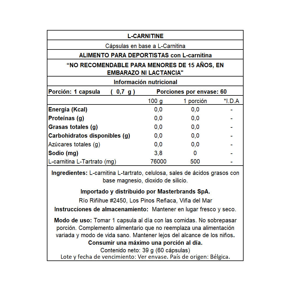 L-Carnitina 500 mg - 60 cápsulas QNT