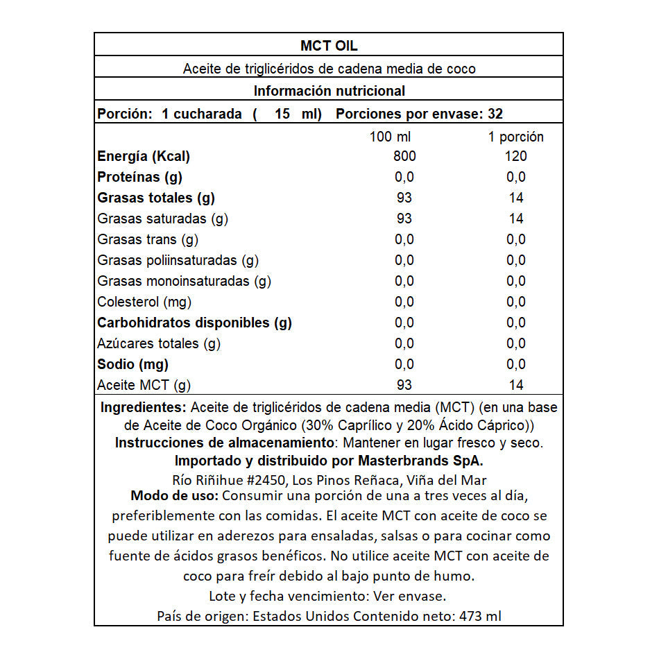 MCT Oil Líquido 14 G – 473 Ml Nature's Truth