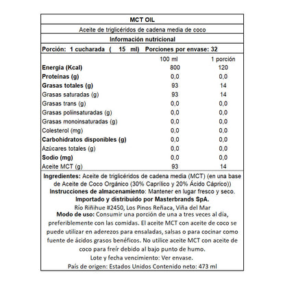 MCT Oil Líquido 14 G – 473 Ml Nature's Truth