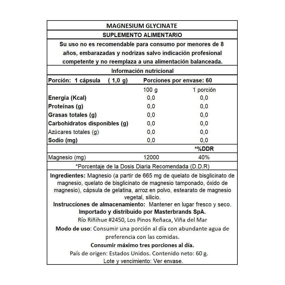 Magnesio Glicinato 665 Mg - 60 Cápsulas - SmartNutrition