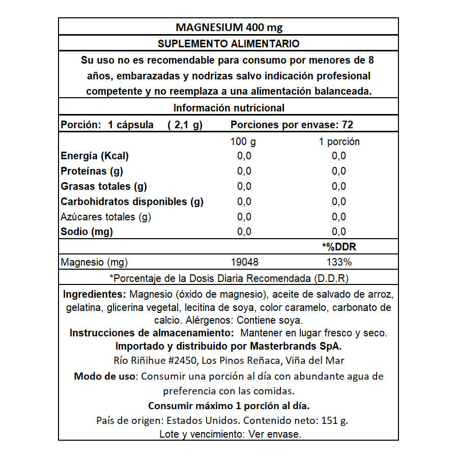 Magnesio 400 mg - 72 Cápsulas Blandas - SmartNutrition