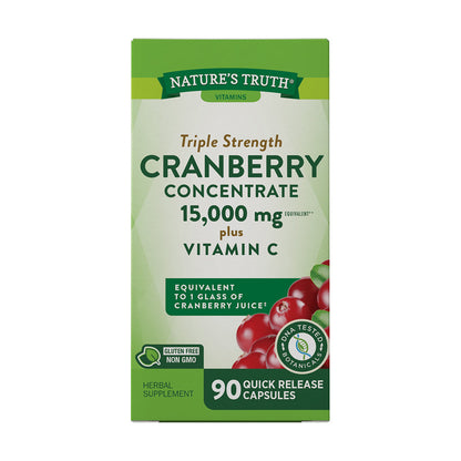 Cranberry Concentrado 15000 mg + Vitamina C – 90 Cápsulas Nature's Truth