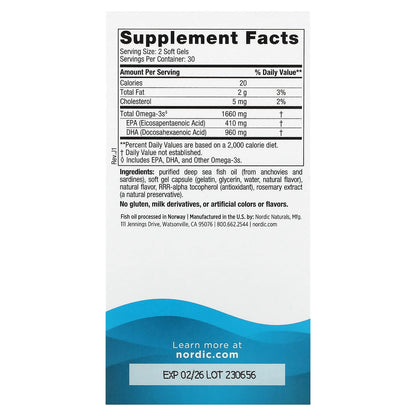 Dha Xtra 1660mg Omega-3 | Nordic Naturals | 60 Caps - SmartNutrition