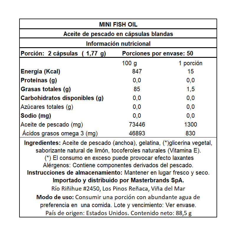 Omega 3 Mini Fish Oil 1300 mg con esencia de limón - 100 Cápsulas Blandas - SmartNutrition