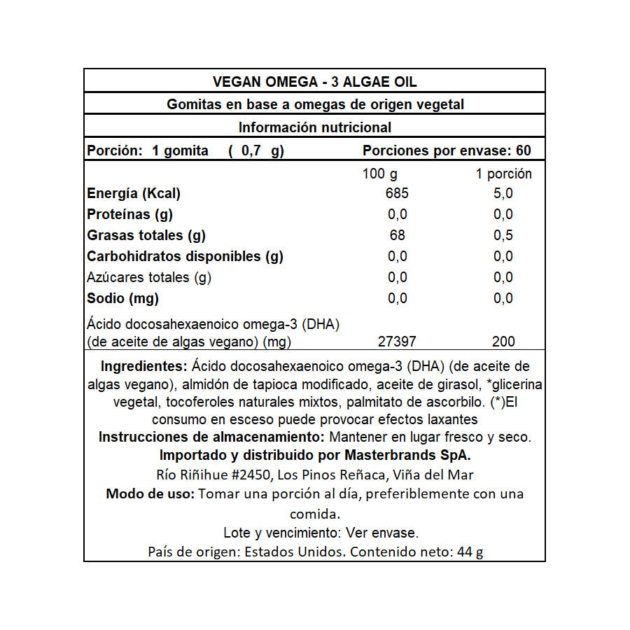 Omega 3 Vegano con DHA - 60 Cápsulas Blandas Veganas - SmartNutrition