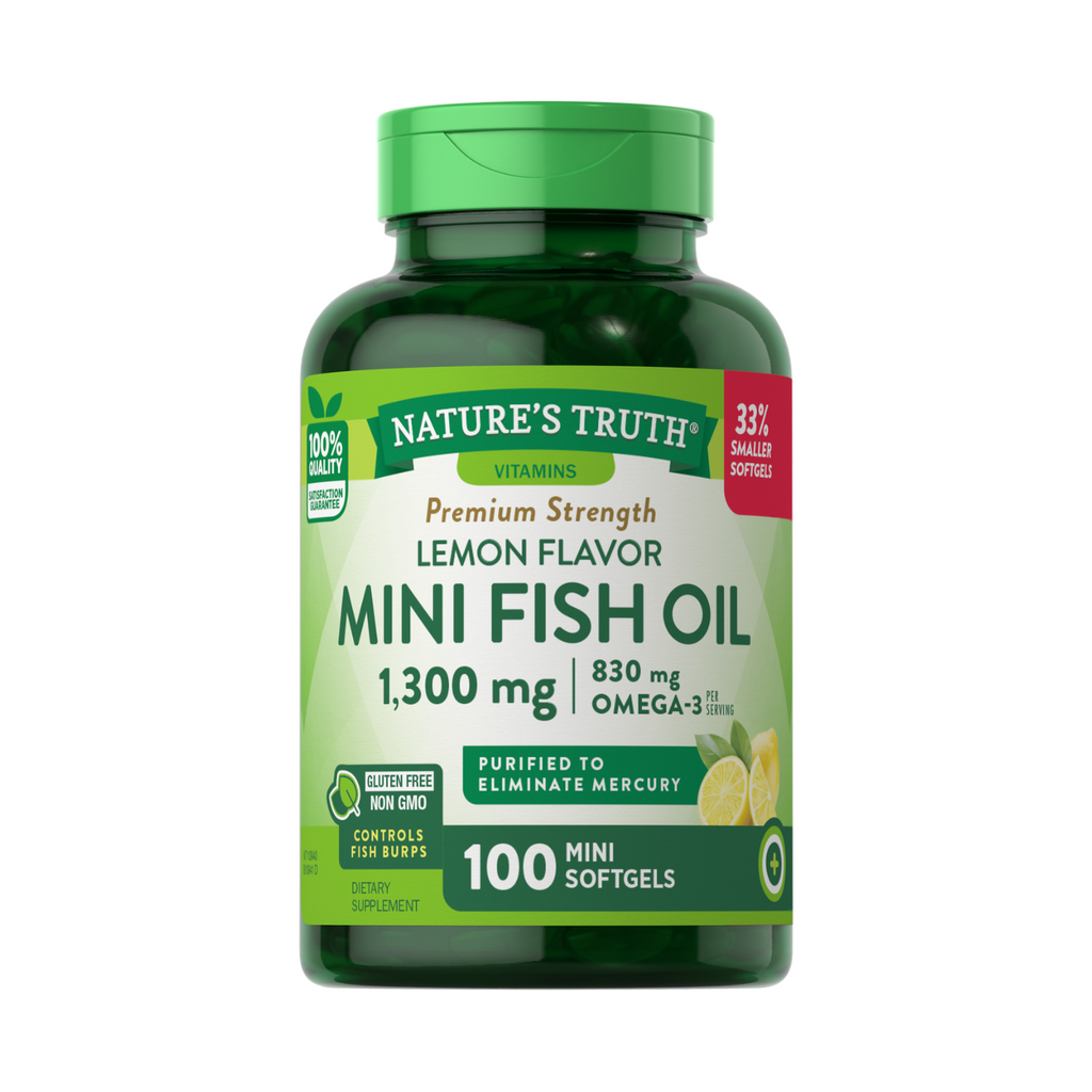 Omega 3 Mini Fish Oil 1300 mg con esencia de limón - 100 Cápsulas Blandas - SmartNutrition