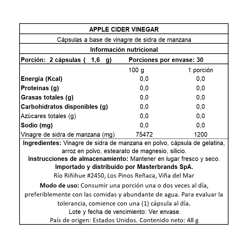 Vinagre de Manzana 1200 Mg - 60 Cápsulas Nature's Truth