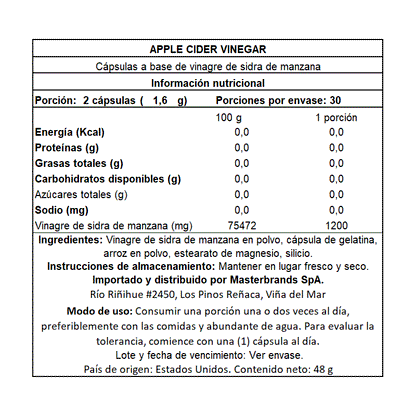 Vinagre de Manzana 1200 Mg - 60 Cápsulas Nature's Truth