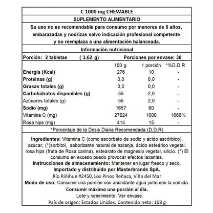Vitamina C 1000 mg x2 comprimidos - 60 Comprimidos Masticables Nature's Truth