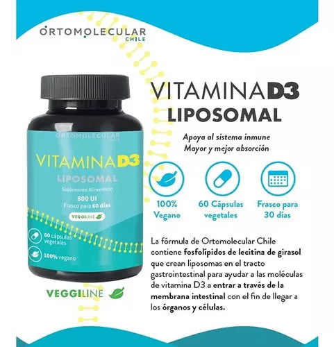 Vitamina D3 Liposomal 800 UI-60 Cáps Ortomolecular