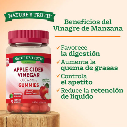 Gomitas de Vinagre de Manzana 600 Mg - 75 Gomitas Veganas Nature's Truth