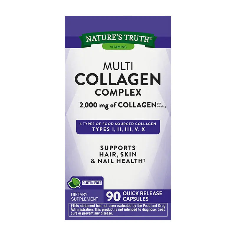 Multi Collagen Complex Colágeno Tipo I, II, III, V, X - 90 Cápsulas Nature's Truth