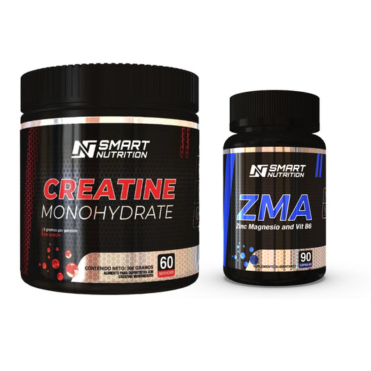 Pack Creatina Monohydrate en Polvo 300 Gr + ZMA (Zinc, Magnesio y B6) 500MG - 90 Capsulas