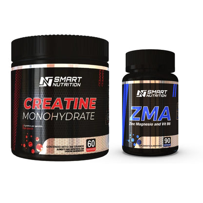 Creatina Monohydrate en Polvo 300 Gr + ZMA-(Zinc, Magnesio y B6) 500MG - 90 Cap